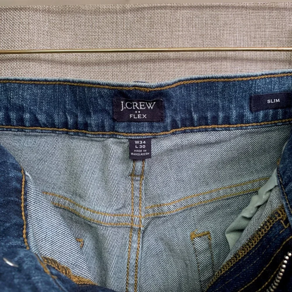 J Crew Slim Flex Fit Vintage Jeans Montauk Blue Wash 34W x30 L NWT's